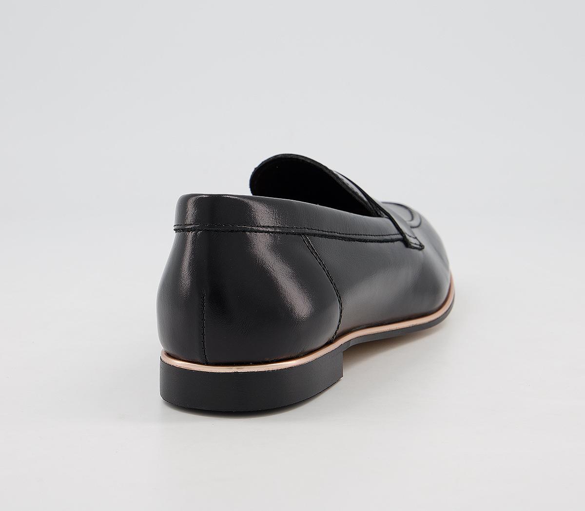 OFFICEFlutter LoaferBlack Leather Rose Gold Rand