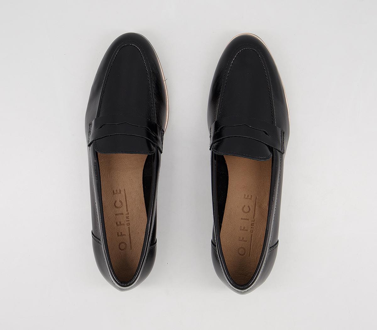 OFFICEFlutter LoaferBlack Leather Rose Gold Rand