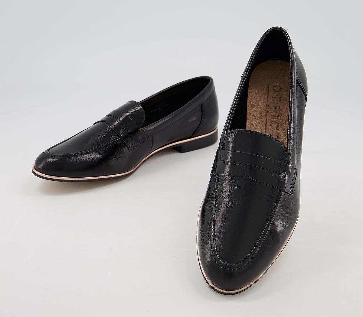 OFFICEFlutter LoaferBlack Leather Rose Gold Rand