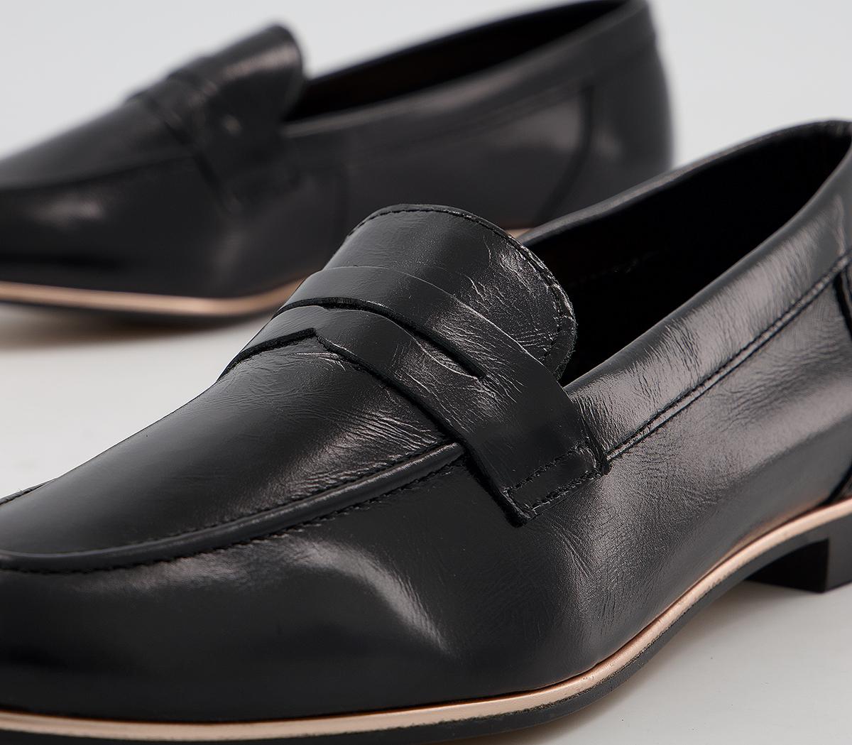OFFICEFlutter LoaferBlack Leather Rose Gold Rand