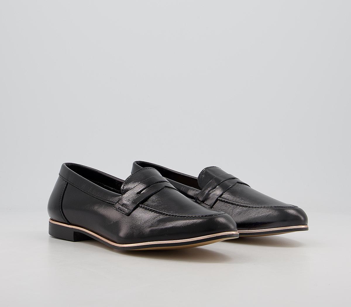 OFFICEFlutter LoaferBlack Leather Rose Gold Rand