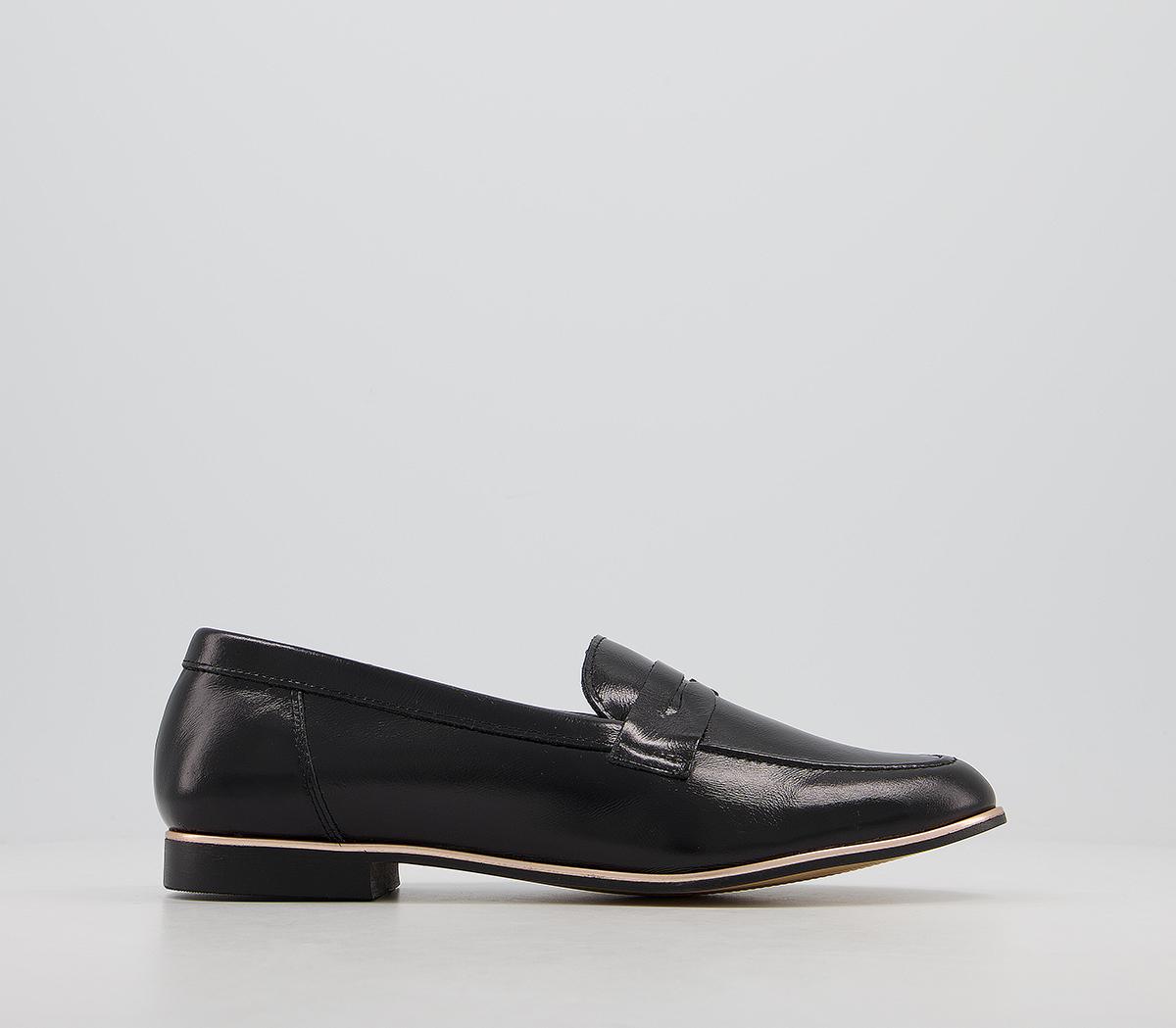 Black and cheap rose gold loafers