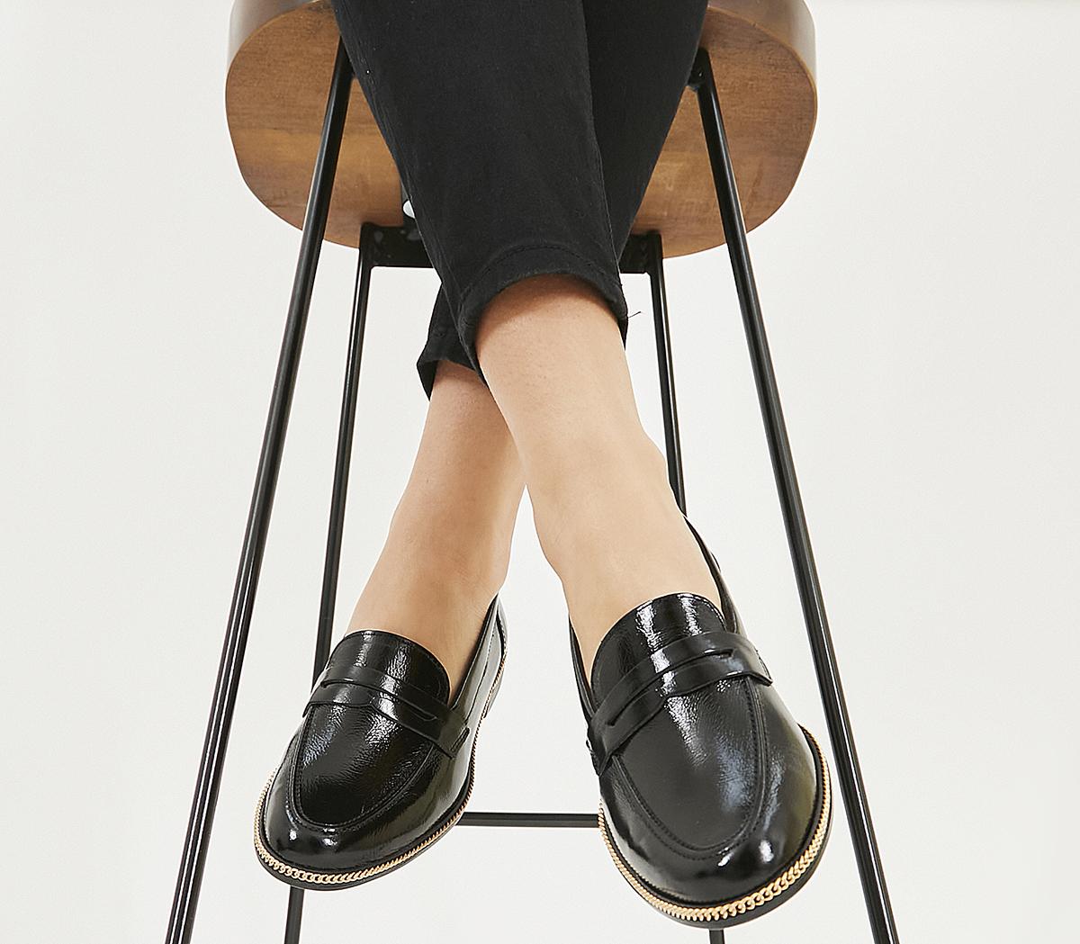 OFFICEFlutter LoafersBlack Leather With Chain Rand
