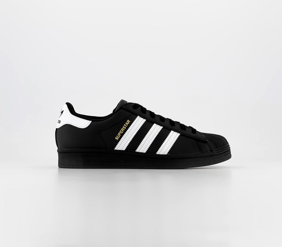 Adidas Kids Superstar Trainers Black White Leather In Black And White, 4