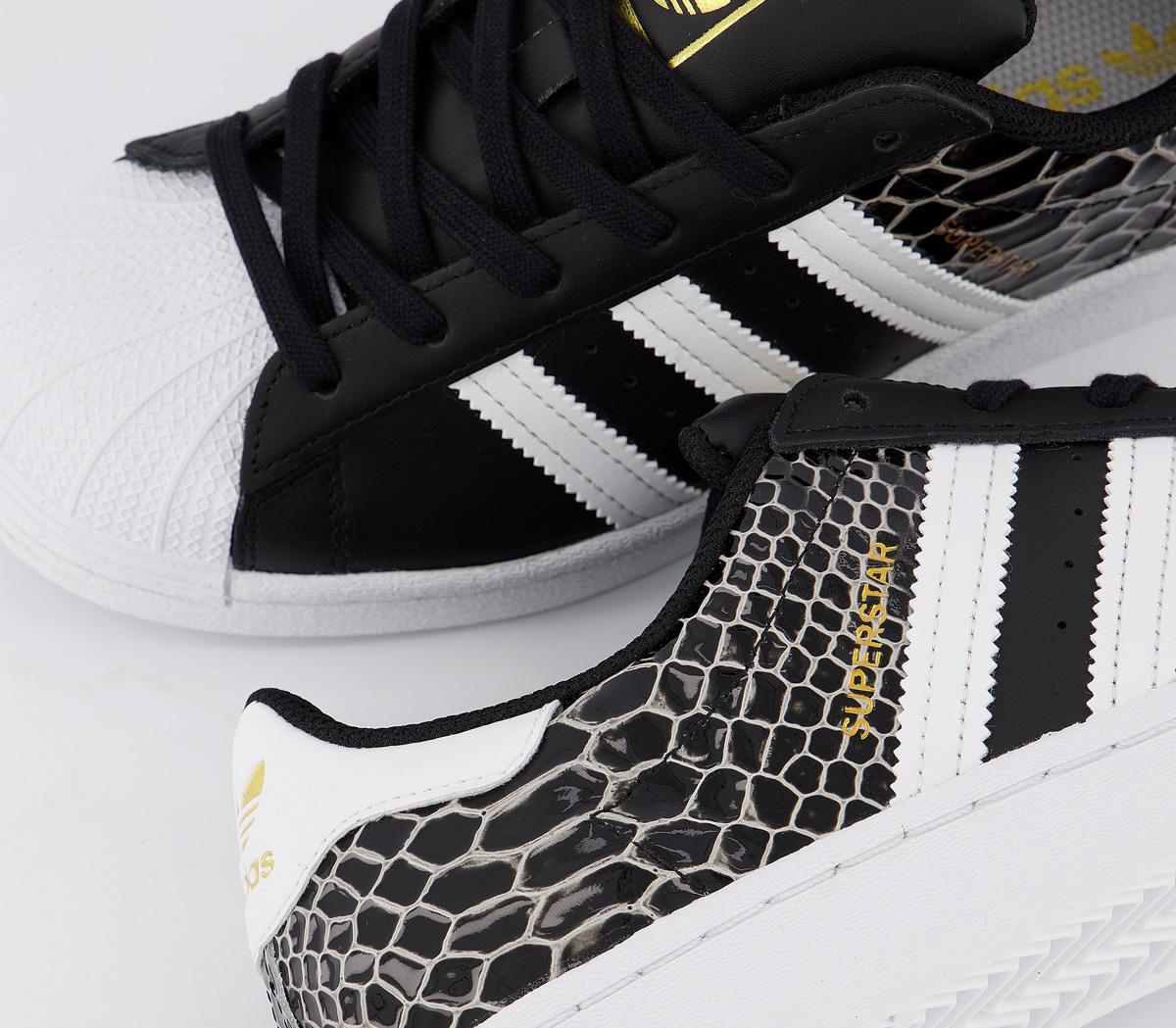 adidas Superstar Trainers Black White White Croc - Women's Trainers