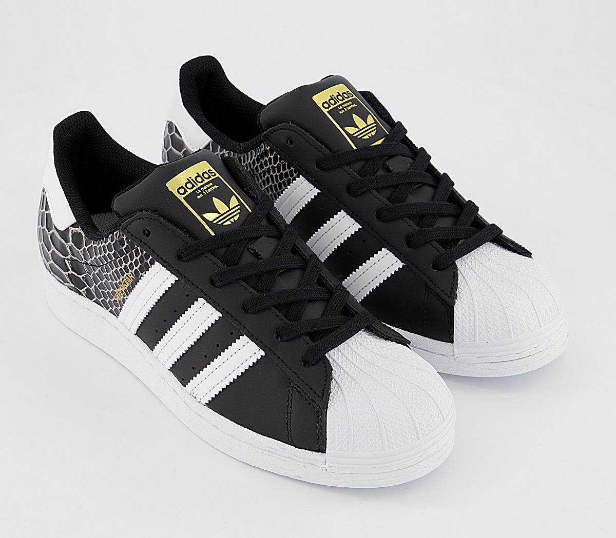 adidas Superstar Trainers Black White White Croc - Women's Trainers