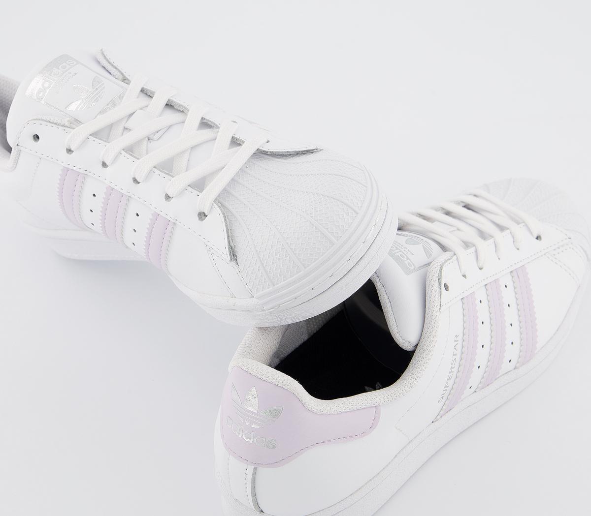 adidas Superstar Trainers White Purple Tint Silver Metallic - Unisex Sports