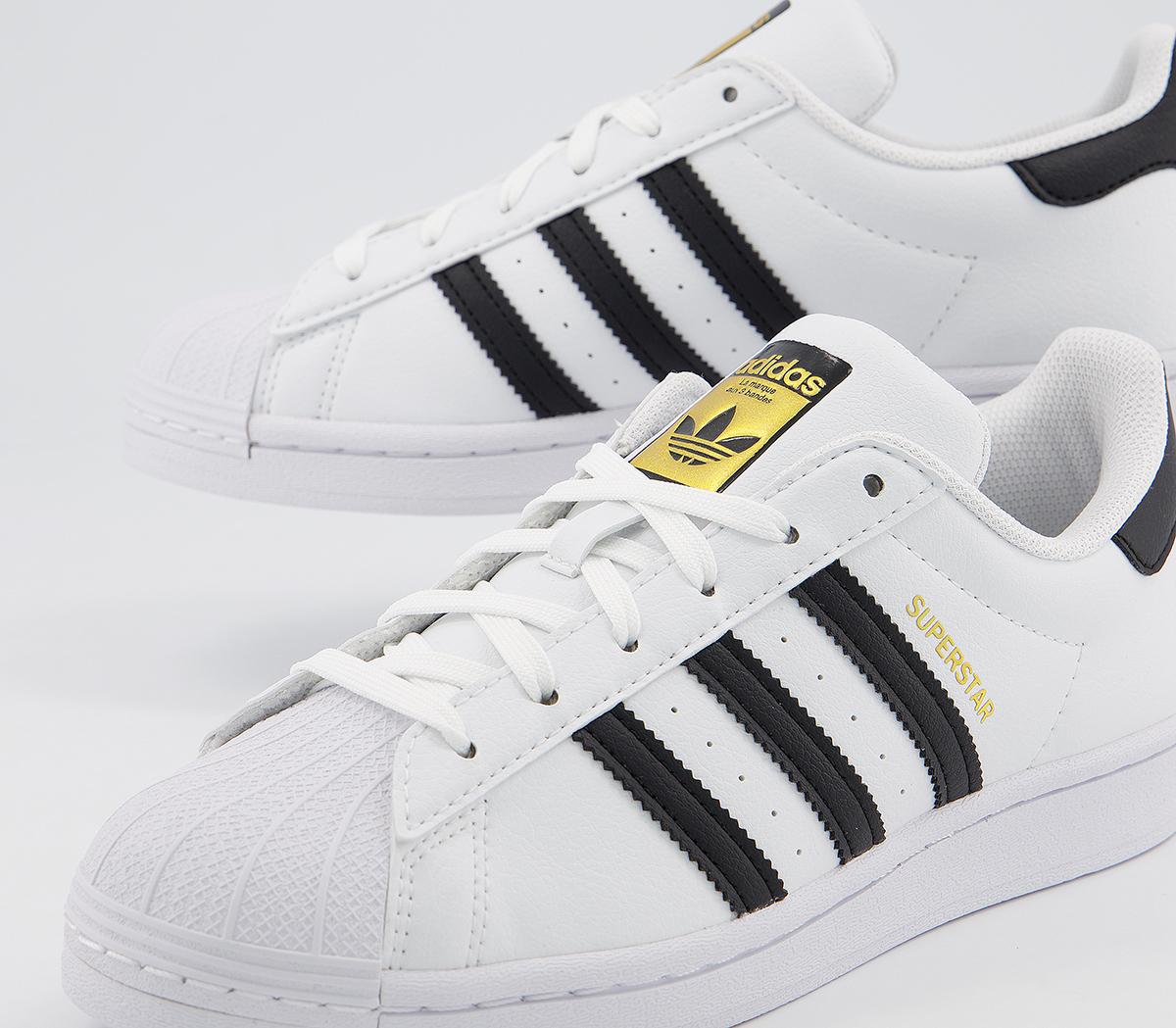 womens adidas white & black superstar trainers
