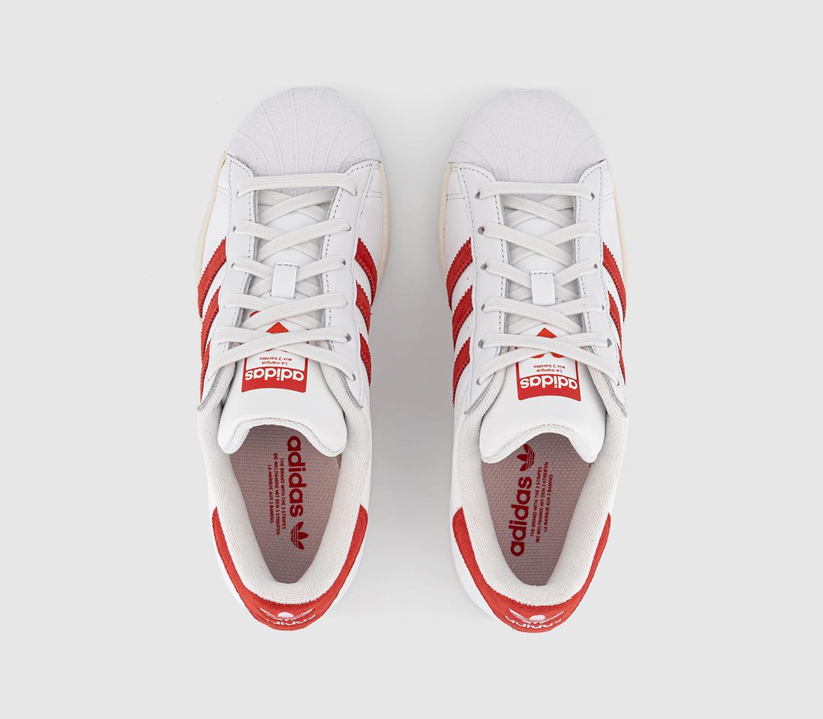 adidas Superstar Trainers White Bright Red Wonder Clay - Women's Trainers