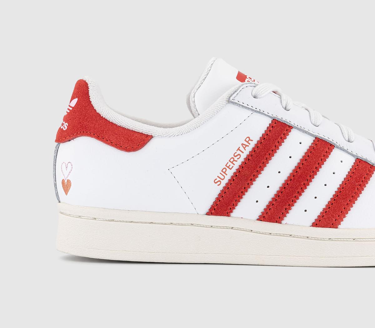 adidas Superstar Trainers White Bright Red Wonder Clay - Women's Trainers