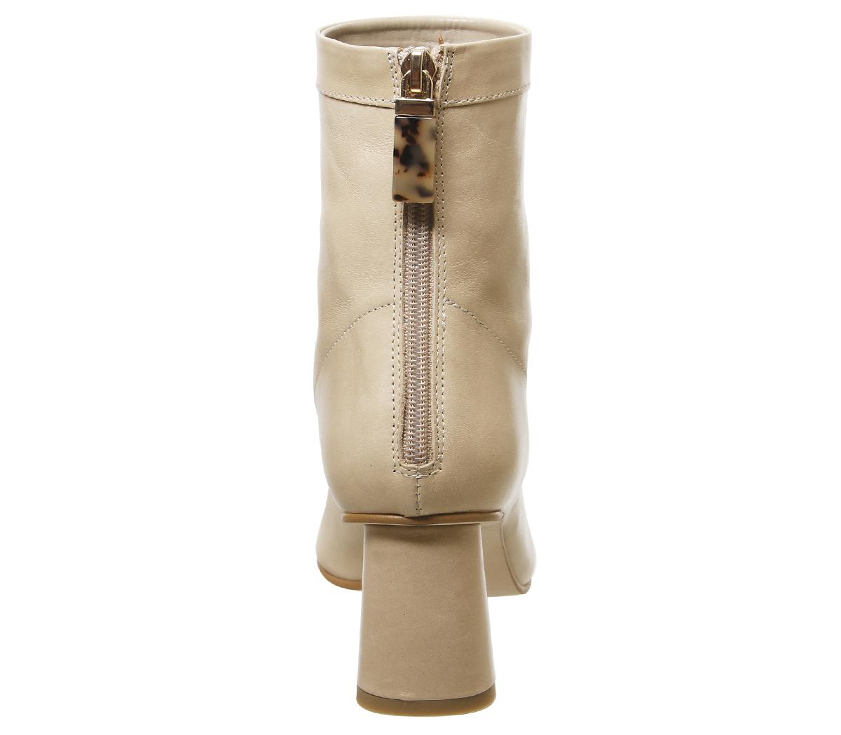 OFFICEAfternoon Feature Mid Heel BootsCamel Leather Feature Zip