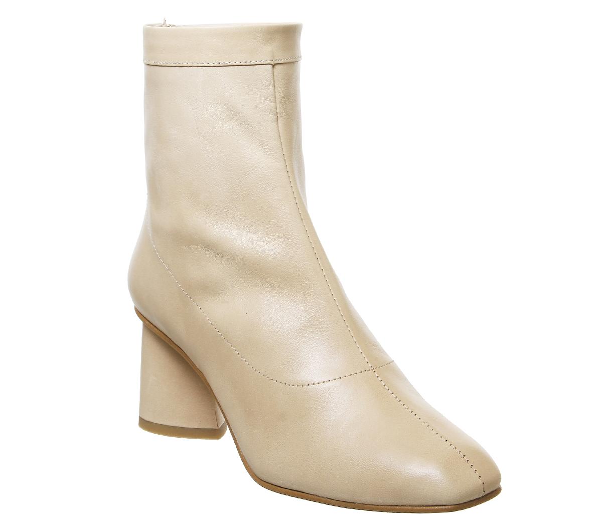OFFICEAfternoon Feature Mid Heel BootsCamel Leather Feature Zip
