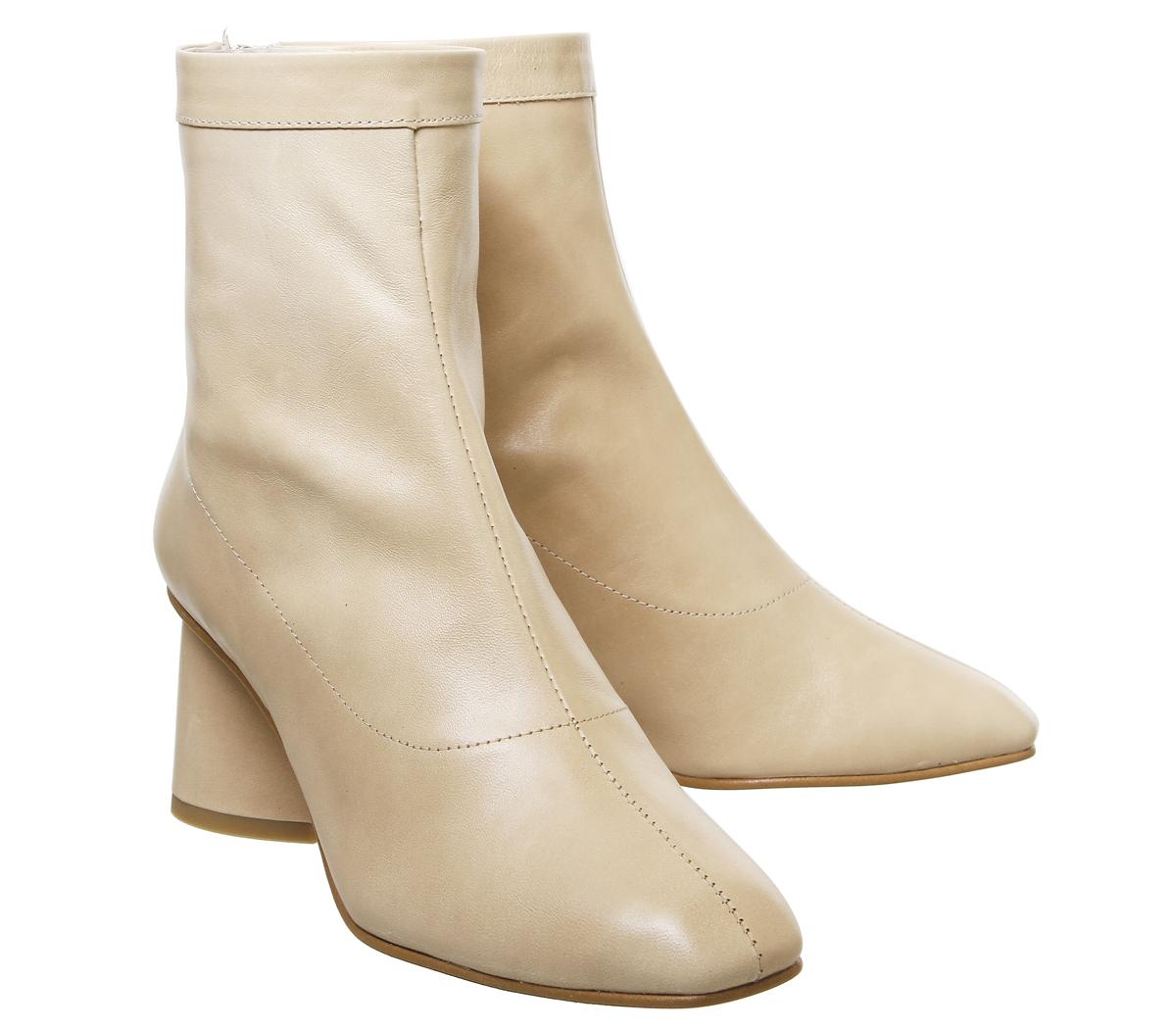 OFFICEAfternoon Feature Mid Heel BootsCamel Leather Feature Zip