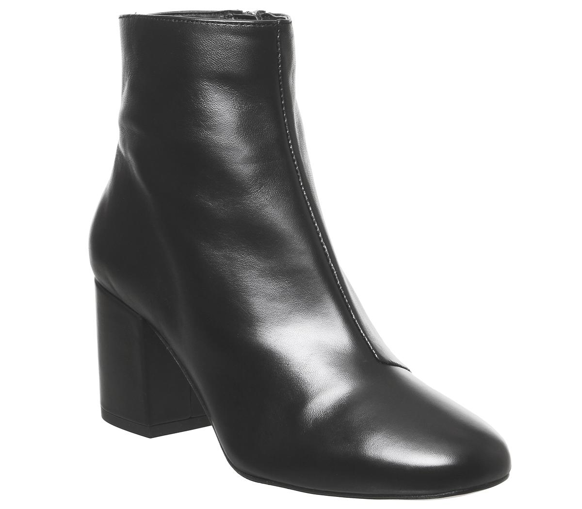 OFFICE Amoretti Black Heel Boots Black Leather - Women's Ankle Boots