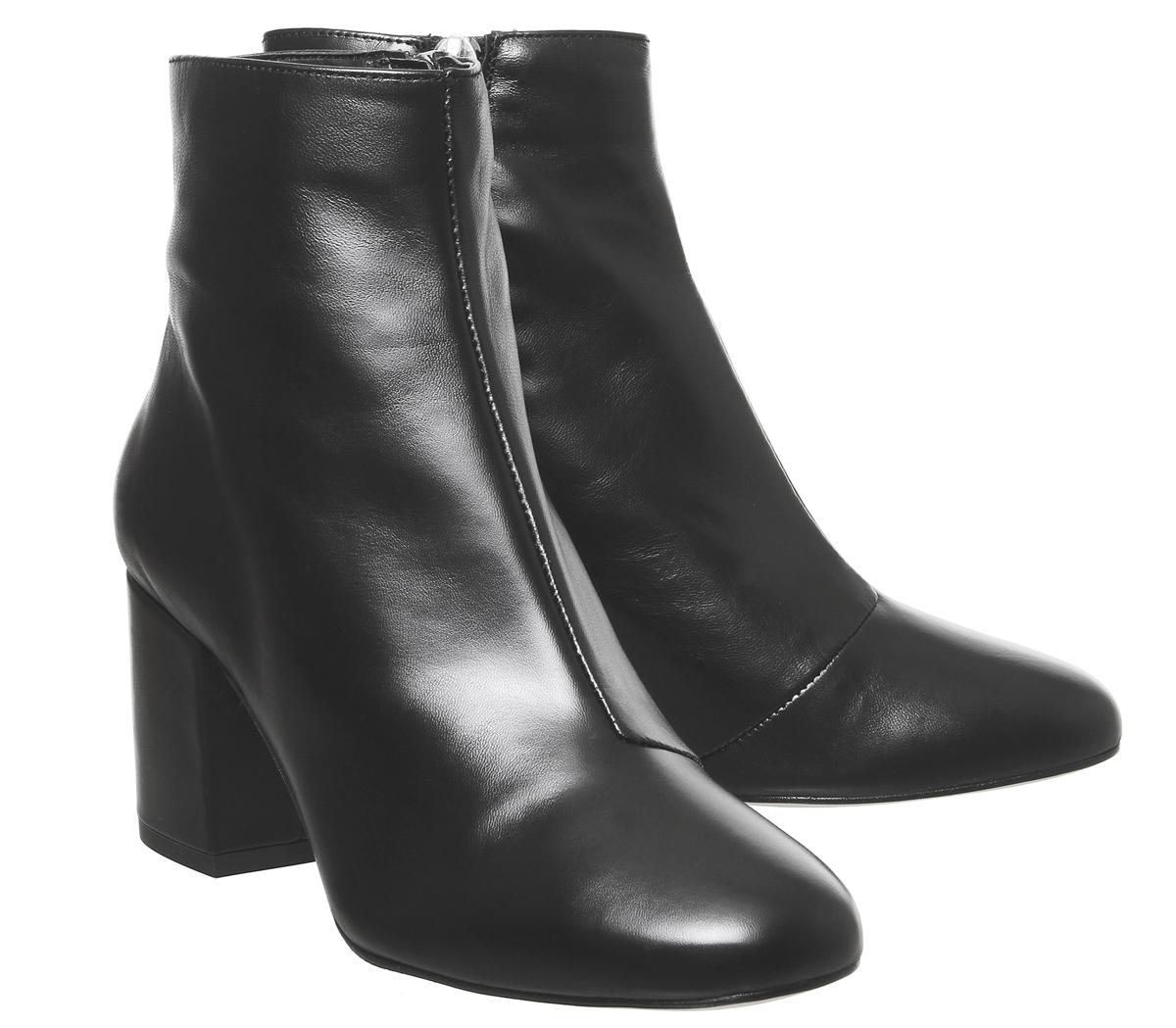 OFFICE Amoretti Black Heel Boots Black Leather - Women's Ankle Boots