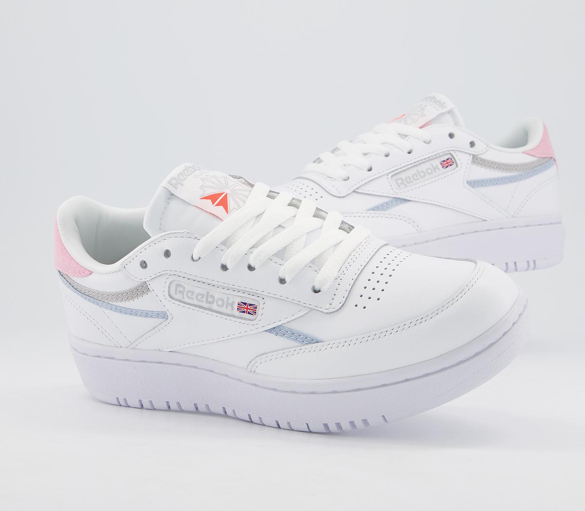 Reebok Club C Double Trainers Reebok Club C Double Trainers White Grey Orange Flare