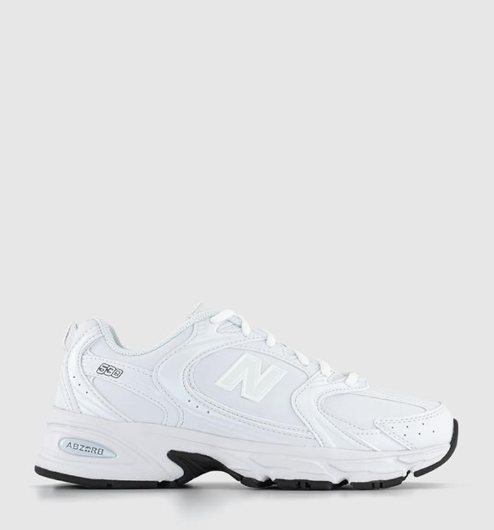 New Balance unisex 530 sneakers in white and pastel green