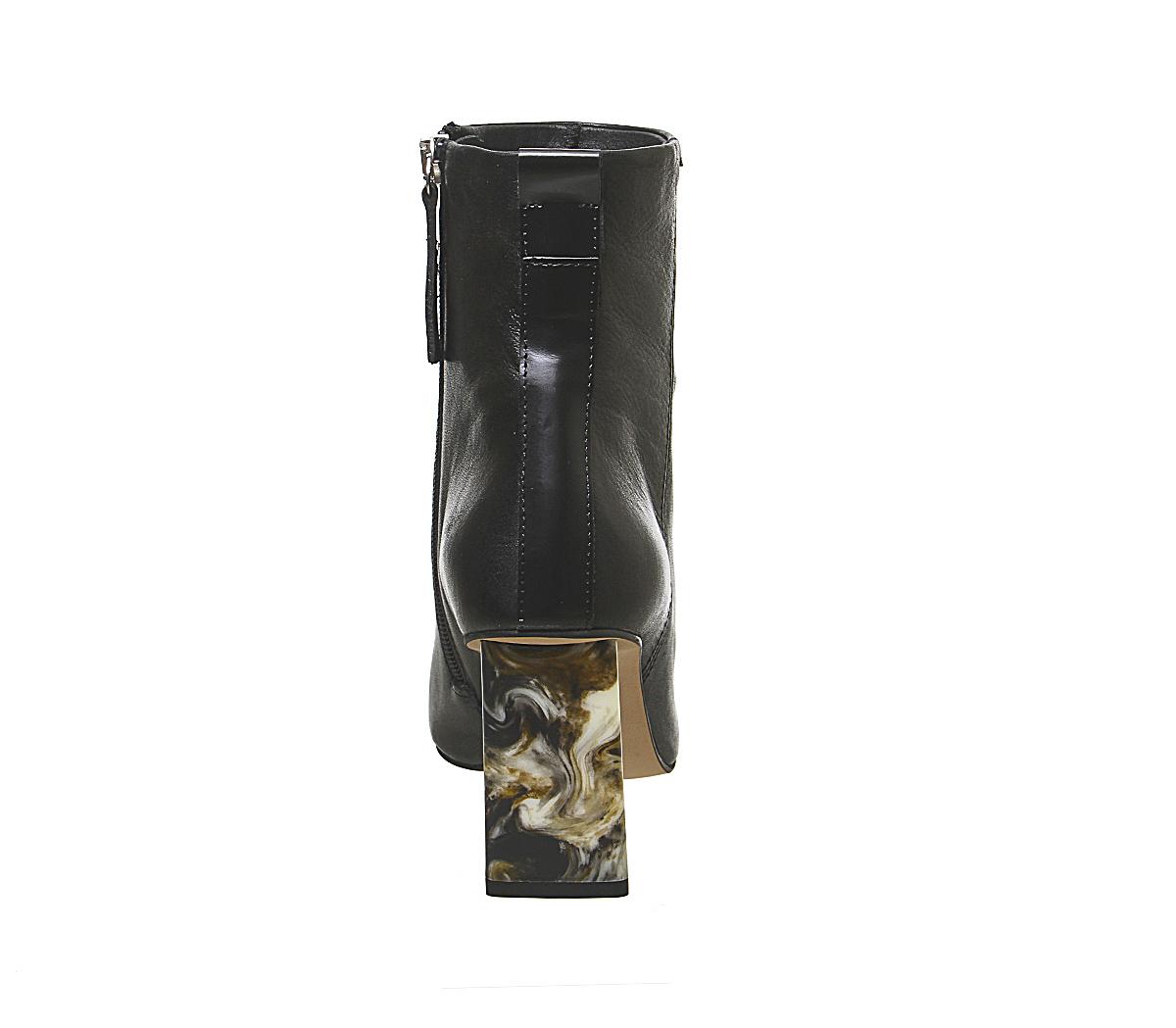OFFICEAttention High Feature Heel BootsBlack Leather Feature Heel