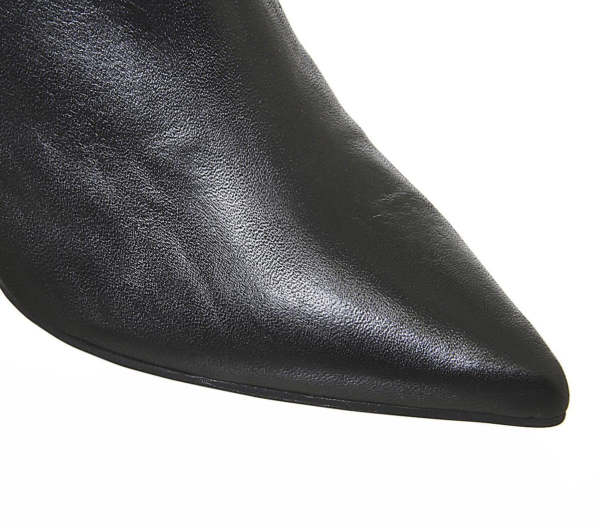 OFFICEAttention High Feature Heel BootsBlack Leather Feature Heel