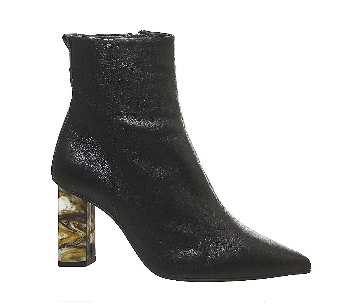 OFFICEAttention High Feature Heel BootsBlack Leather Feature Heel