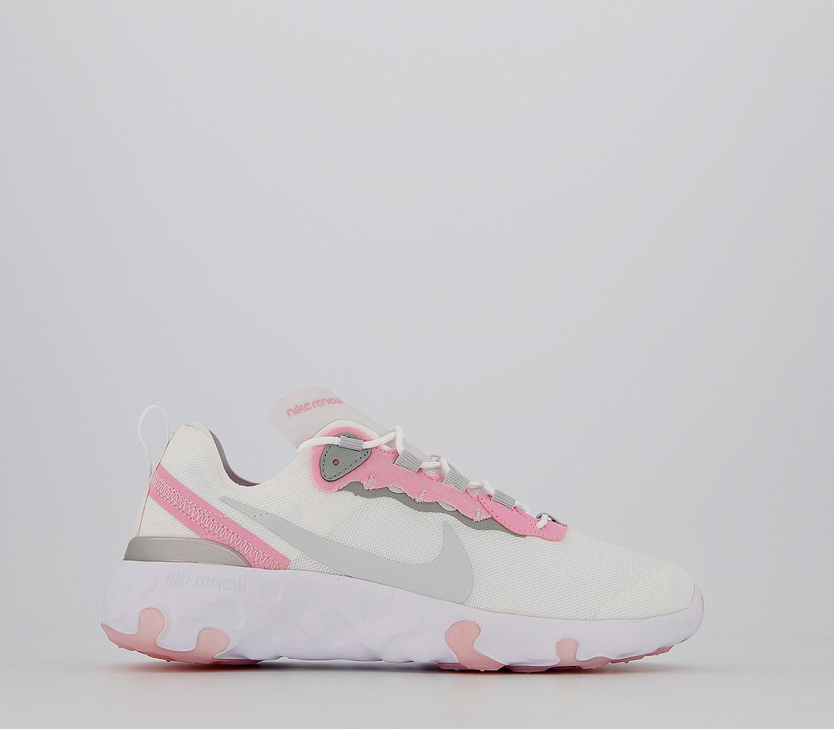 Nike Renew Element 55 GS Trainers White Pure Platinum Pink Light Smoke ...