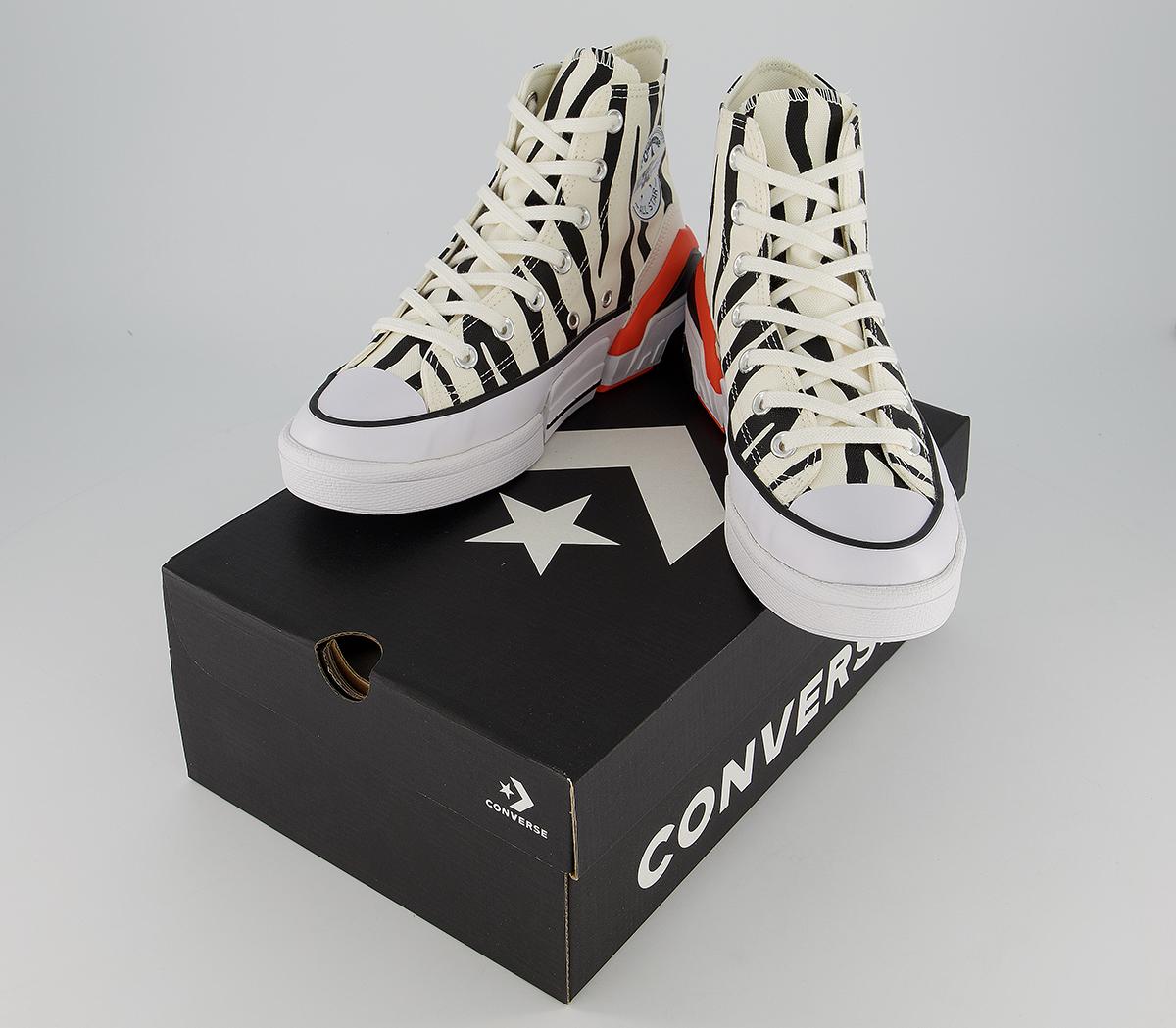 Converse Cpx 70 Hi Trainers Egret Black Total Orange Zebra