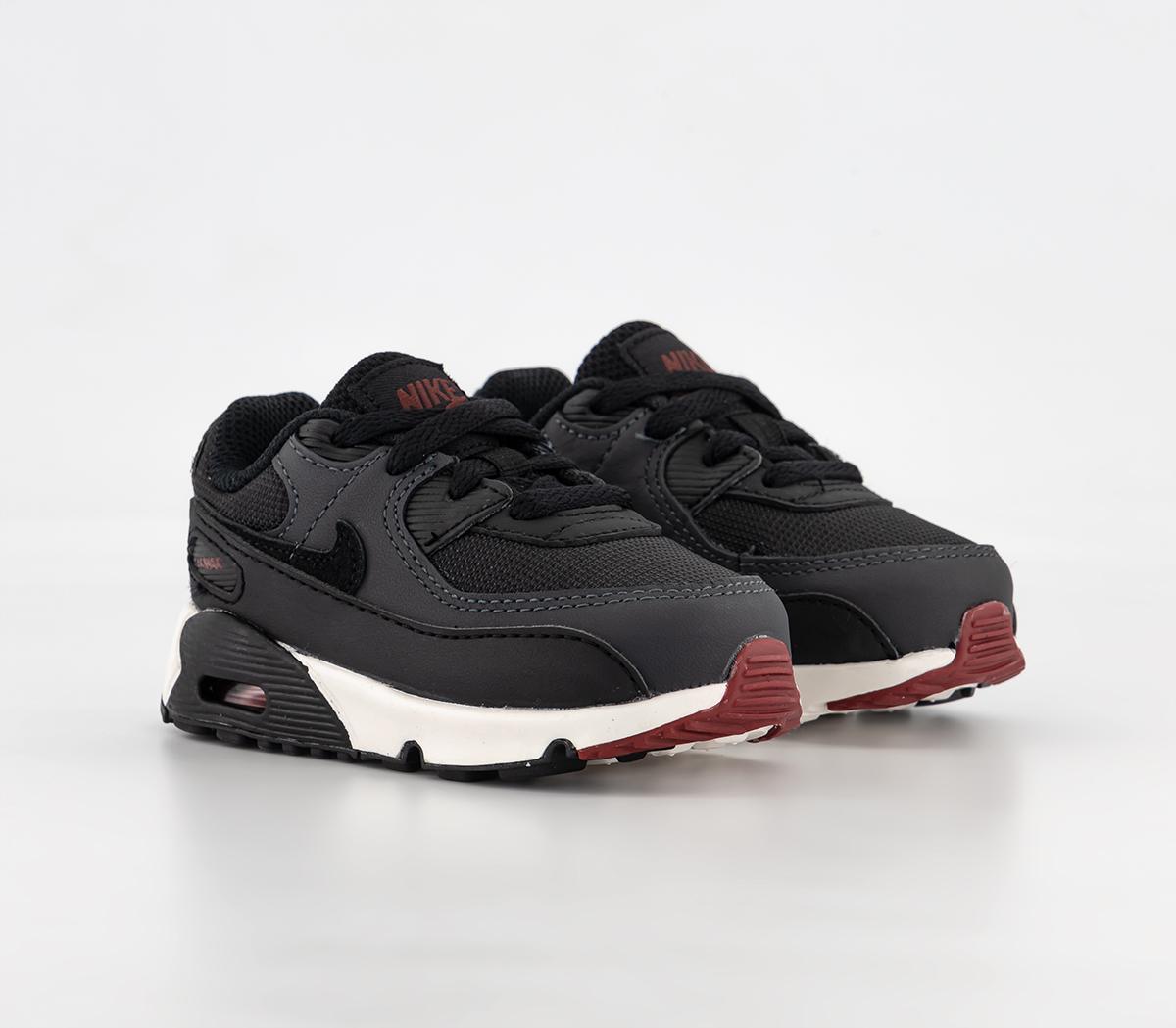 Nike Kids Air Max 90 Trainers Anthracite Black Team Red Summit White, 4.5 Infant