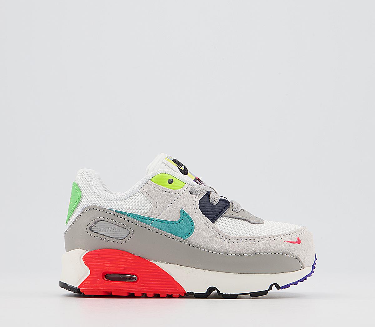 NikeAir Max 90 Infant TrainersPearl Grey Sport Turquoise White Black
