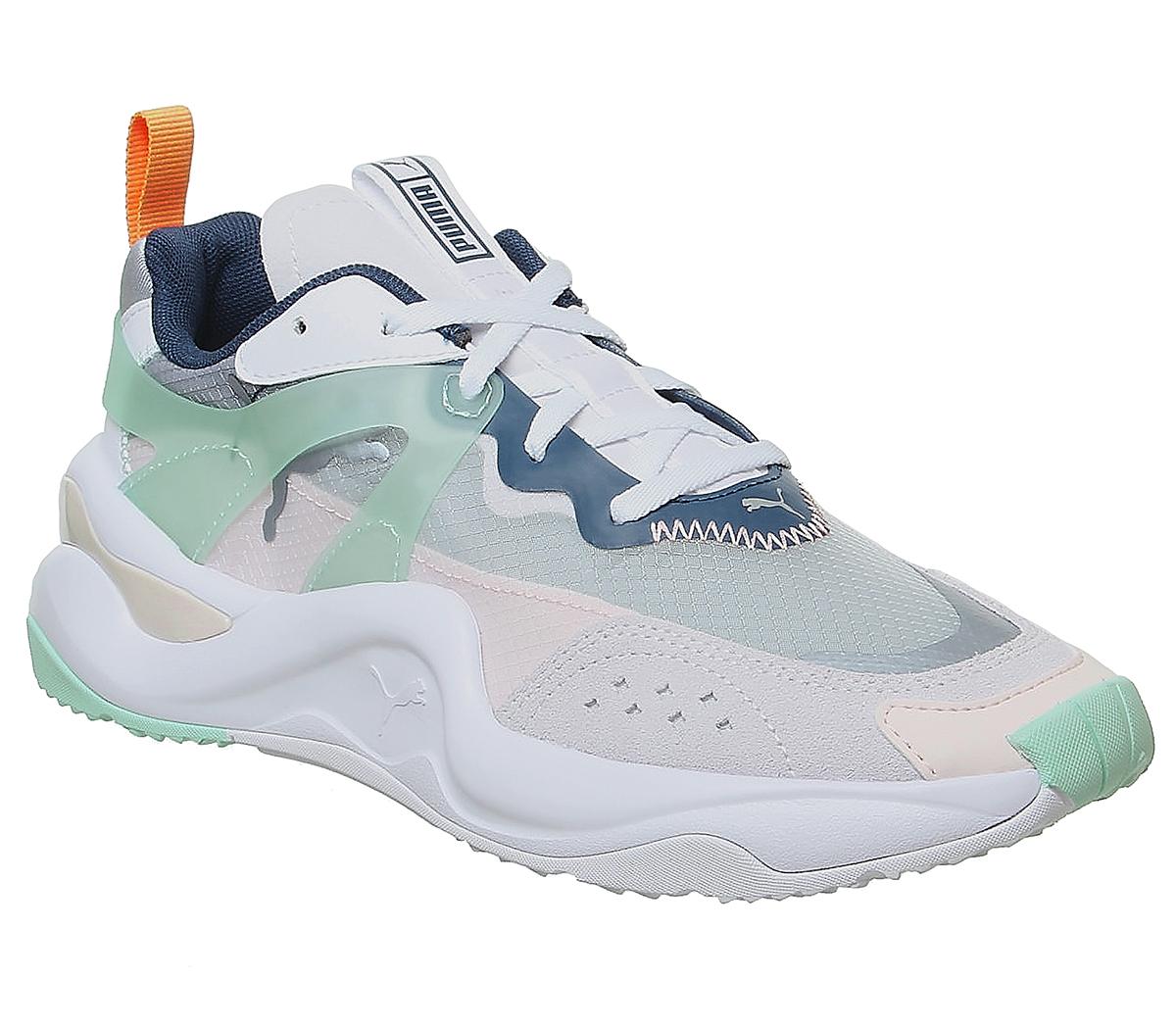 Puma Rise Trainers White Mist Green Cantaloupe Unisex Sports