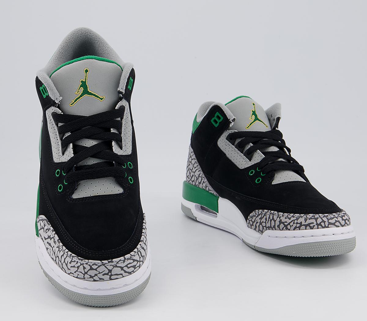Jordan Jordan 3 Gs Trainers Jordan Jordan 3 Gs Trainers Black Green White