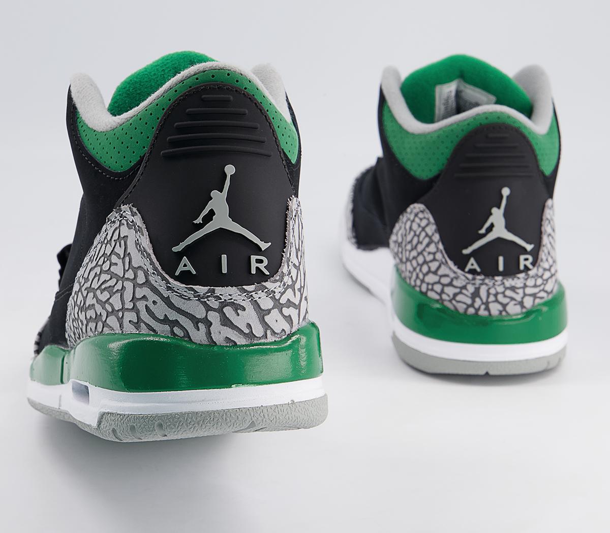 Jordan Jordan 3 Gs Trainers Jordan Jordan 3 Gs Trainers Black Green White