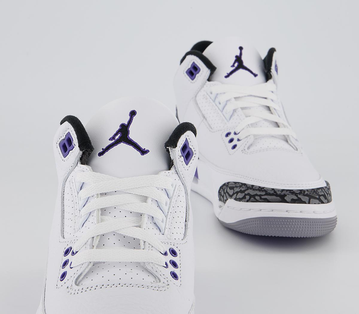 Jordan Jordan 3 Gs Trainers Jordan Jordan 3 Gs Trainers White Black Dark Iris Violet Haze