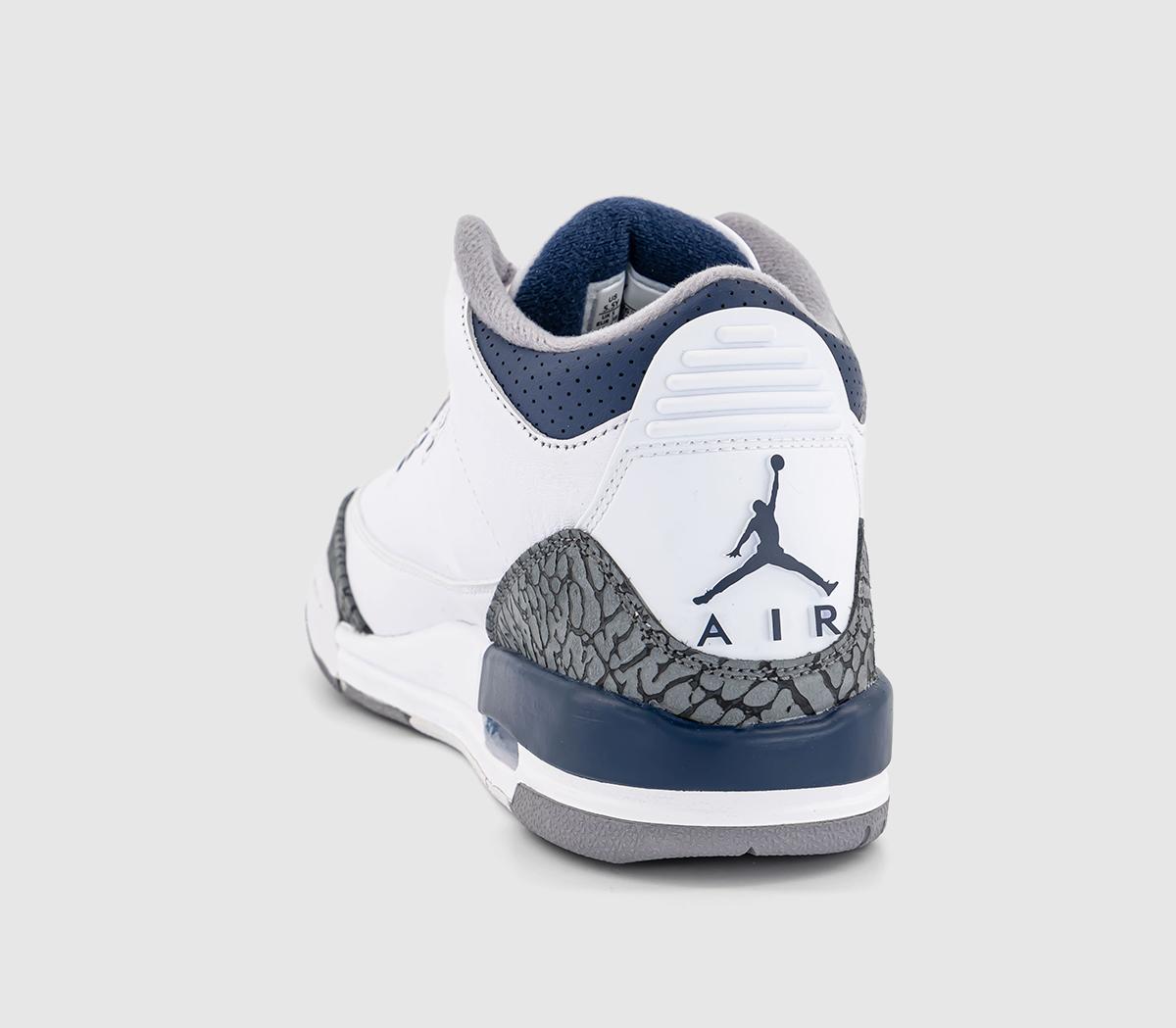 JordanJordan 3 GS TrainersWhite Midnight Navy Cement Grey Black