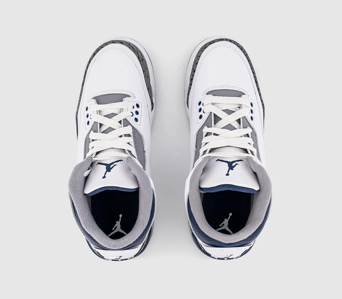 JordanJordan 3 GS TrainersWhite Midnight Navy Cement Grey Black