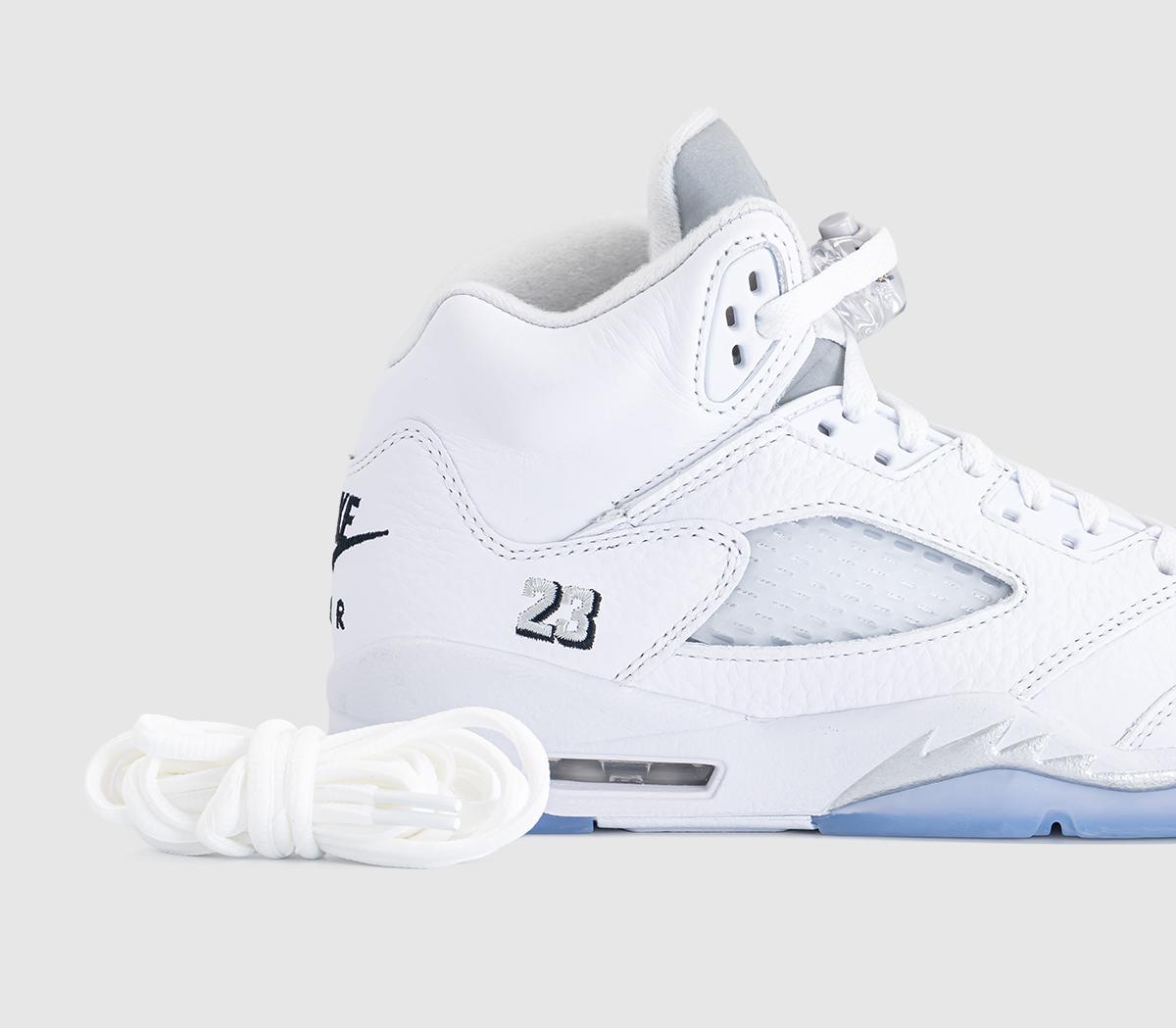 JordanJordan 5 GS TrainersWhite Black Metallic Silver