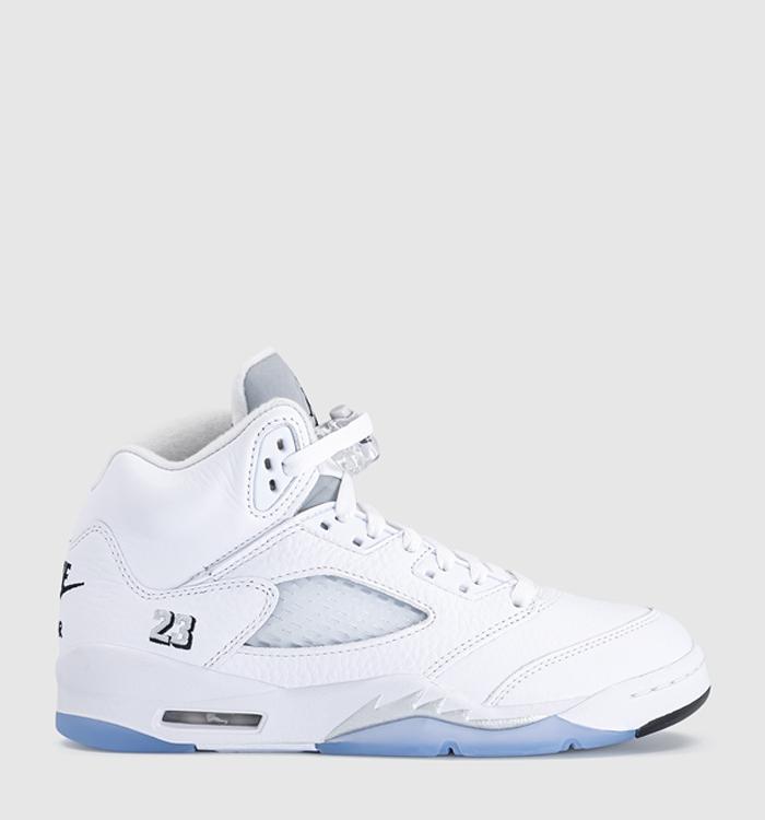 Jordan Jordan 5 GS Trainers White Black Metallic Silver