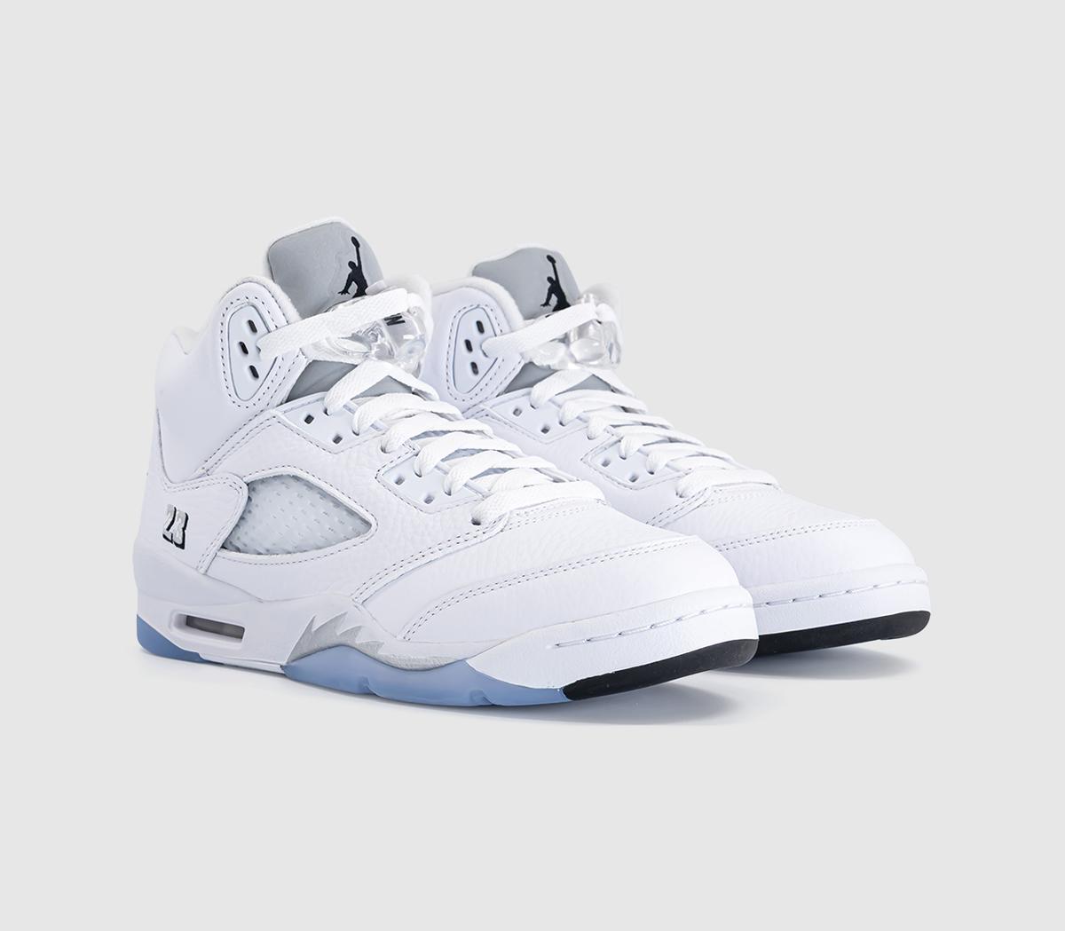 JordanJordan 5 GS TrainersWhite Black Metallic Silver