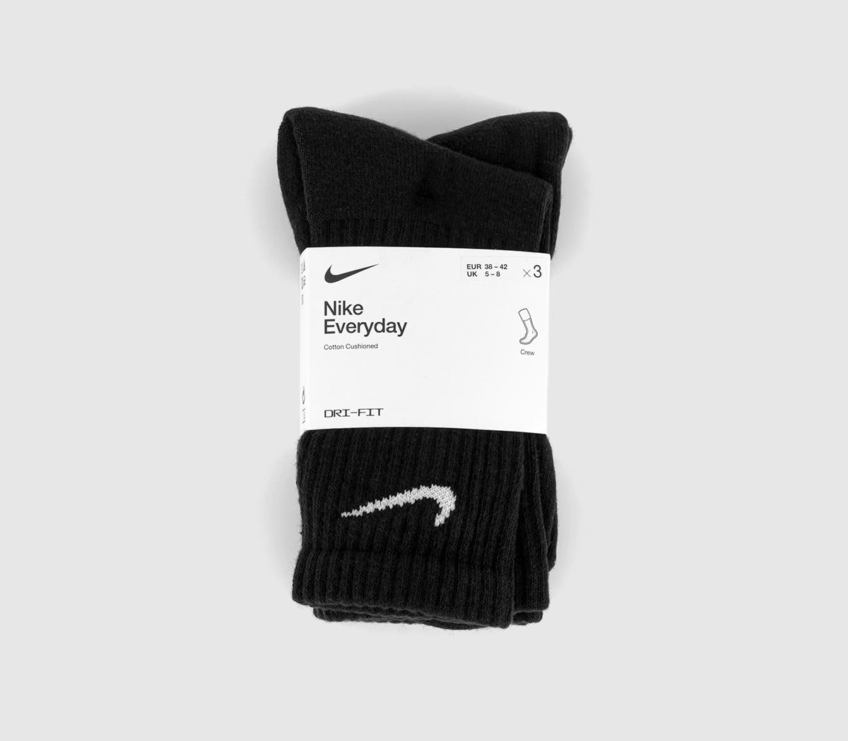 NikeNike Dri-fit Cushion Crew 3 Pack Socks NikeNike Dri-fit Cushion Crew 3 Pack SocksBlack White