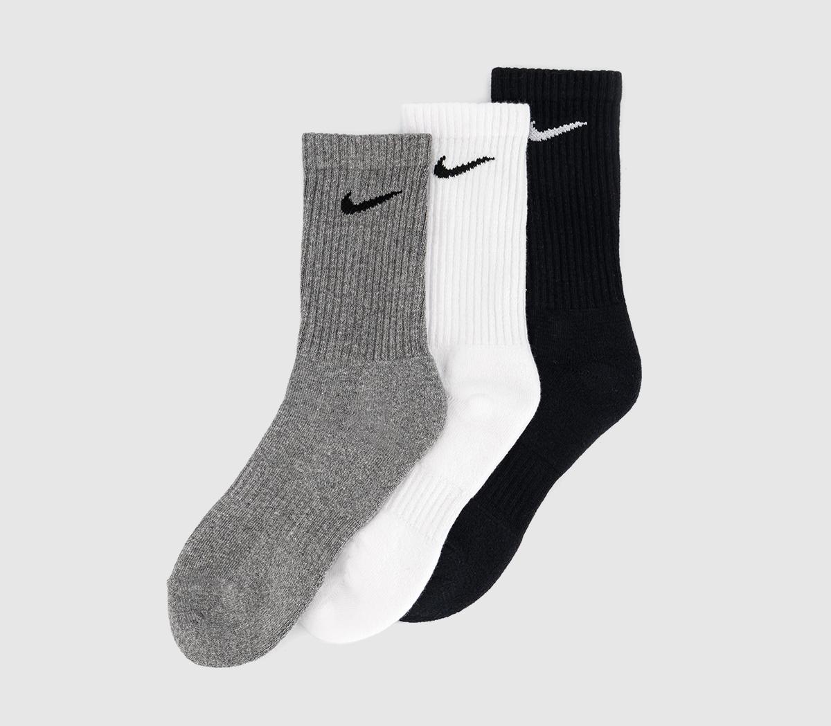 NikeNike Dri-fit Cushion Crew Socks 3 PackWhite Grey Black