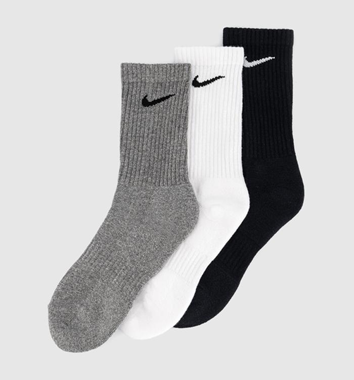 Nike Nike Dri-fit Cushion Crew Socks 3 Pack White Grey Black