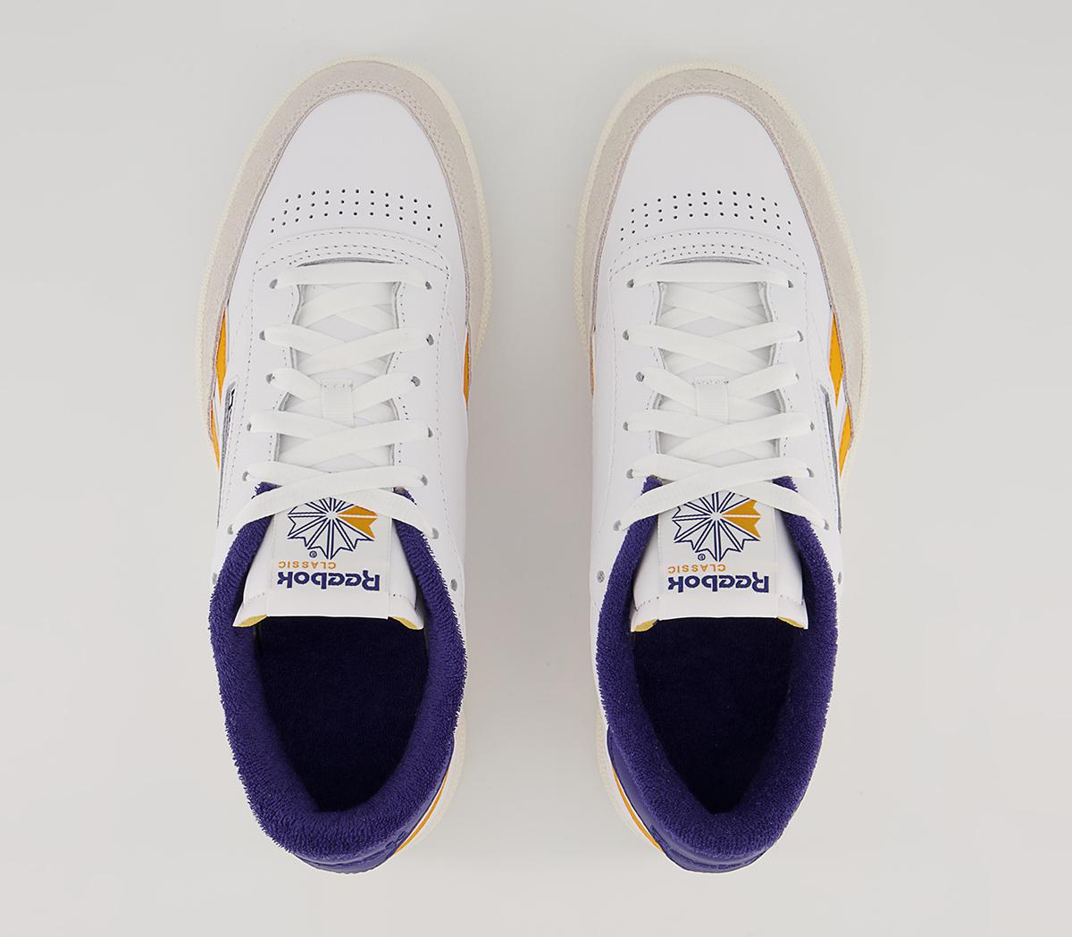 Reebok Club C Revenge Trainers Reebok Club C Revenge Trainers White Collegiate Gold Bold Purple