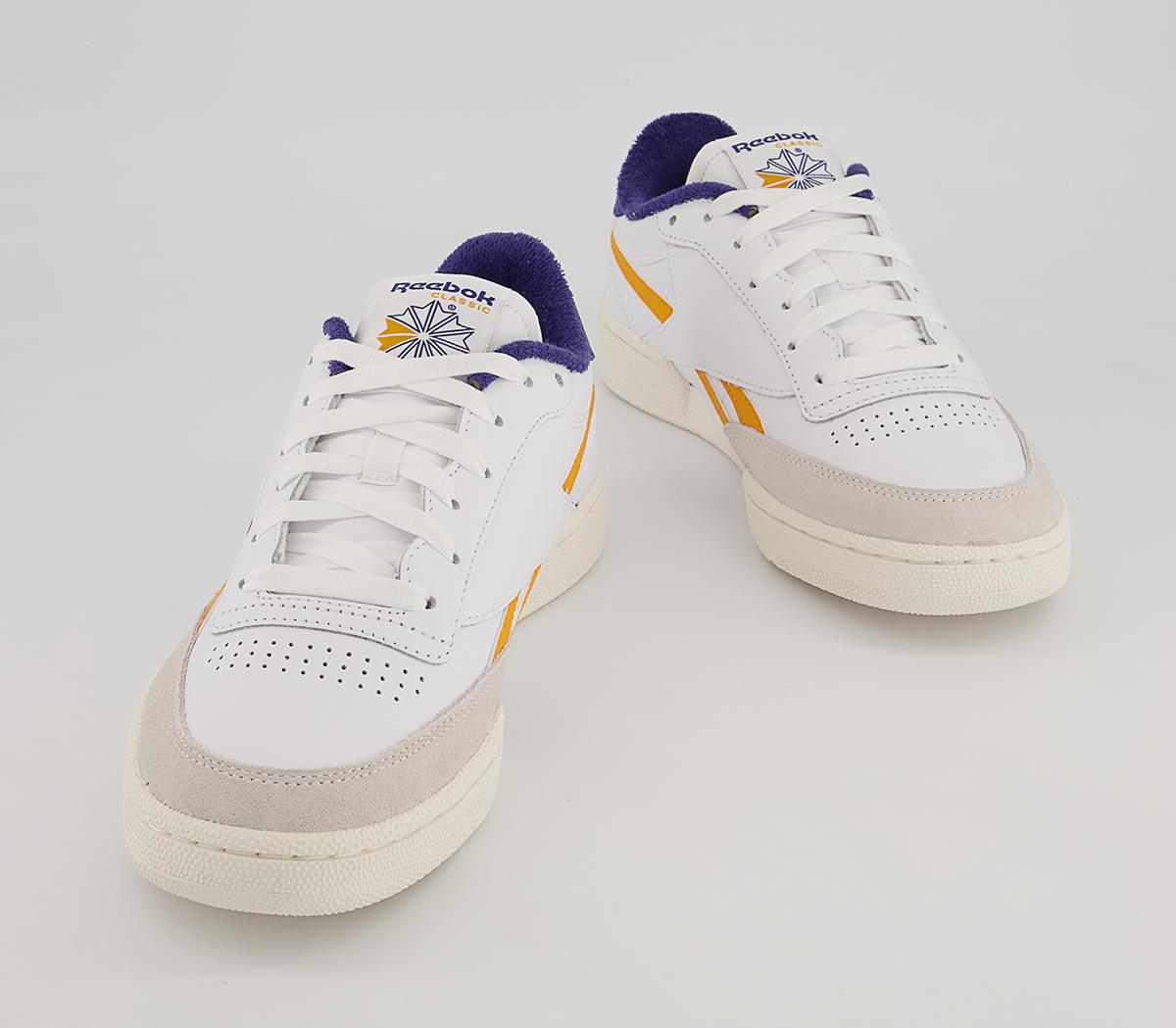 Reebok Club C Revenge Trainers Reebok Club C Revenge Trainers White Collegiate Gold Bold Purple