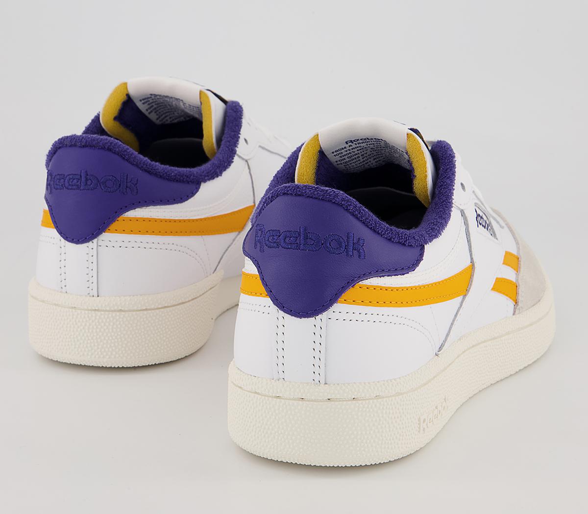 Reebok Club C Revenge Trainers Reebok Club C Revenge Trainers White Collegiate Gold Bold Purple