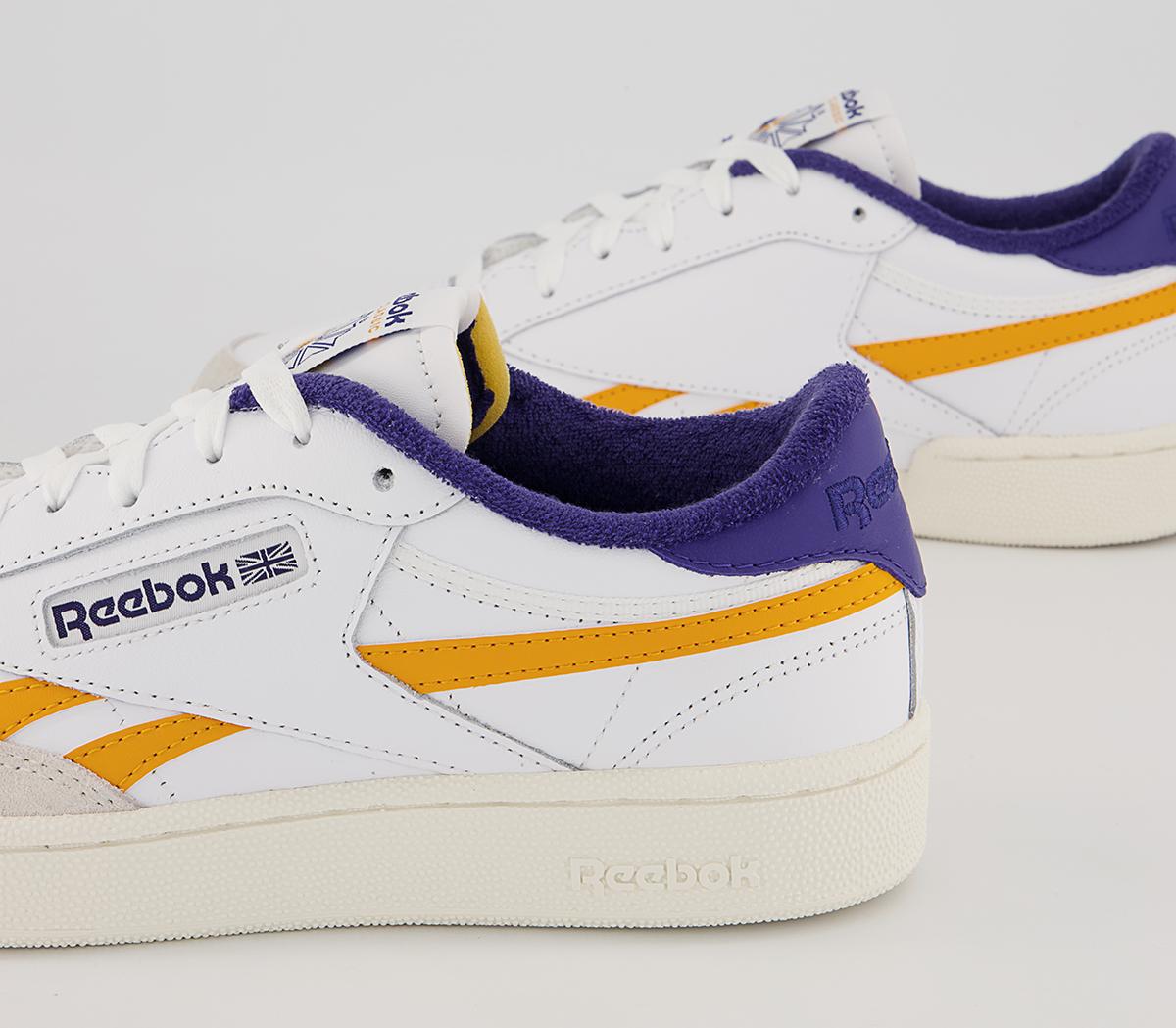 Reebok Club C Revenge Trainers Reebok Club C Revenge Trainers White Collegiate Gold Bold Purple