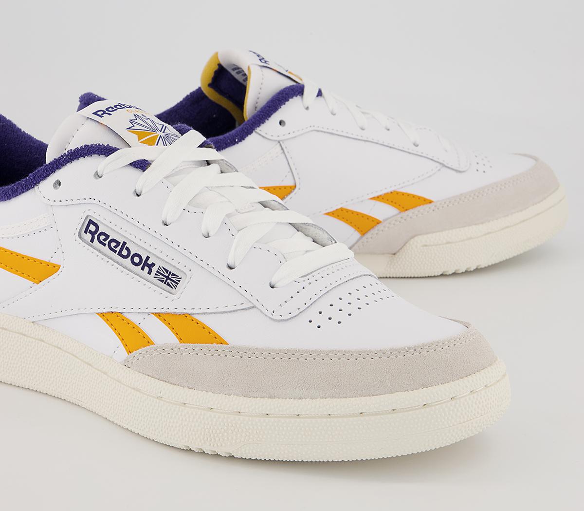 Reebok Club C Revenge Trainers Reebok Club C Revenge Trainers White Collegiate Gold Bold Purple