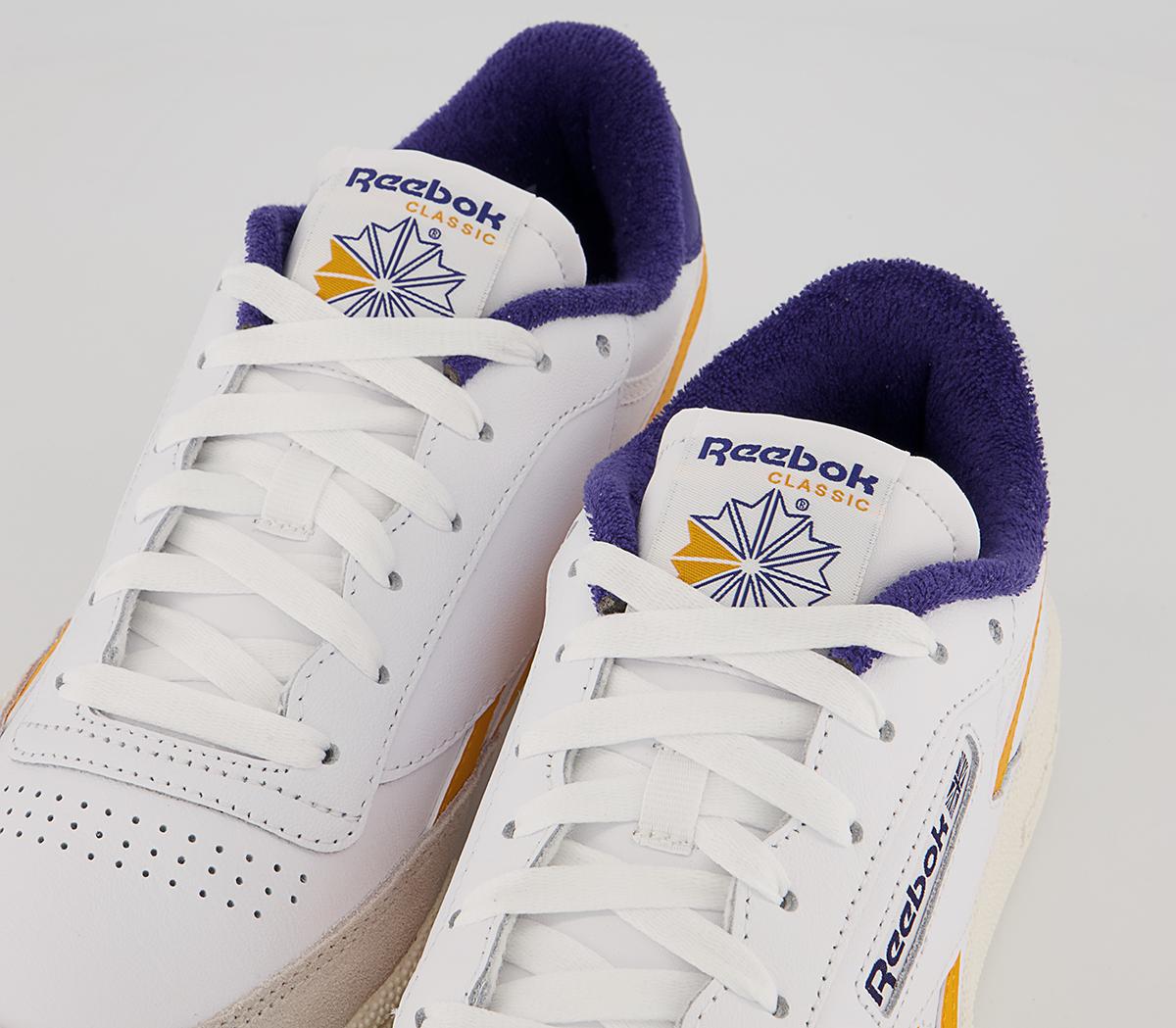 Reebok Club C Revenge Trainers Reebok Club C Revenge Trainers White Collegiate Gold Bold Purple
