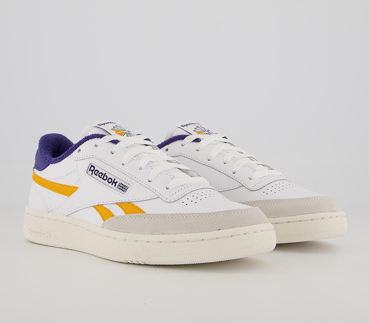 Reebok Club C Revenge Trainers Reebok Club C Revenge Trainers White Collegiate Gold Bold Purple