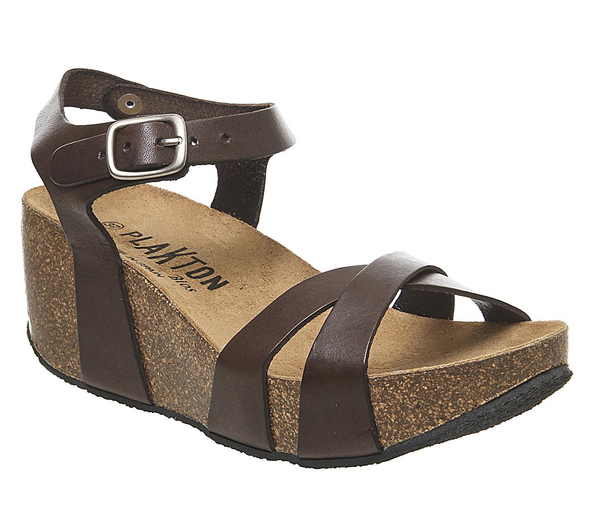 Plakton Cross Vamp Cork Wedges Plakton Cross Vamp Cork Wedges Tan Leather