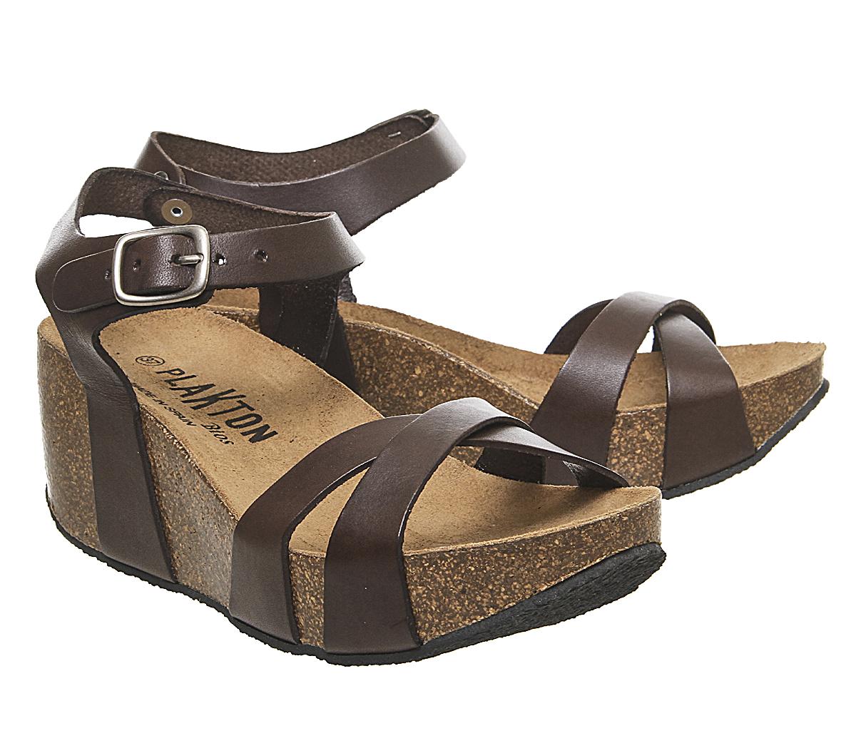 Plakton Cross Vamp Cork Wedges Plakton Cross Vamp Cork Wedges Tan Leather