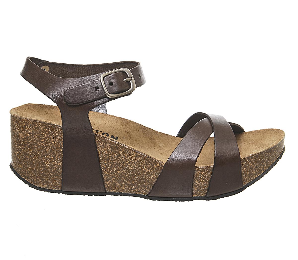 Plakton Cross Vamp Cork Wedges Plakton Cross Vamp Cork Wedges Tan Leather